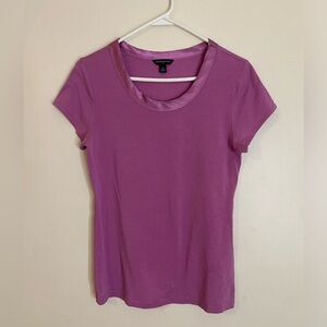 Banana Republic Magenta Short Sleeve Tee with satin neck trim